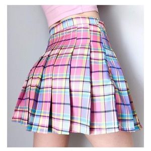 Rainbow Candy Colorful Plaid Skirt